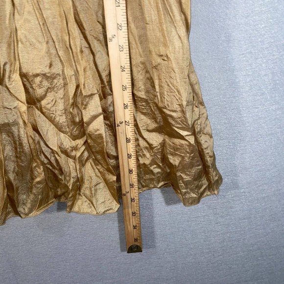 Eileen Fisher Tank Top Womens Large Gold Brown Scoop Neck Solid Print Silk - Picture 5 of 14